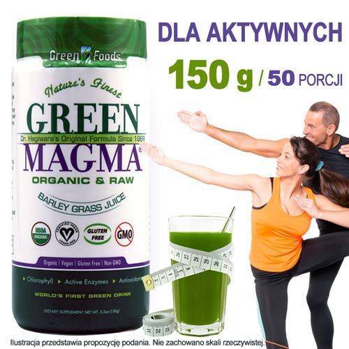 Green Magma 150 g - sproszkowany sok z jęczmienia ekologiczny BIO EKO, Green Foods, USA